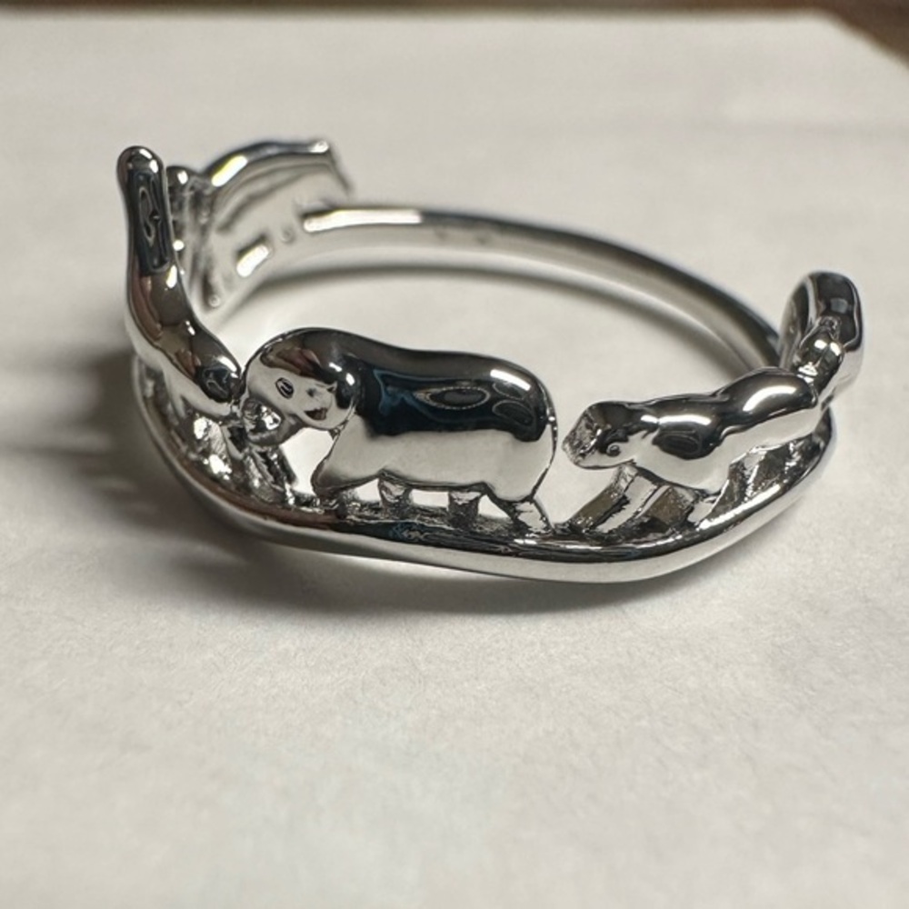 African Safari Animal Elephant Lion Zebra Giraffe silver 14k Vermeil Ring